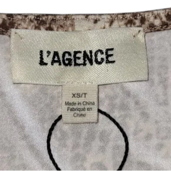 NEW L’AGENCE X-Small Sleek Neutral Maxi Dress Snakeskin Print One Shoulder Party - Picture 4 of 13